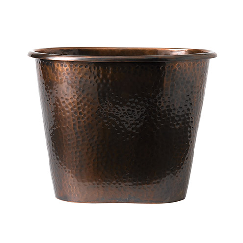 Oval Hammered Antique Copper Large Bucket - 46-24-504