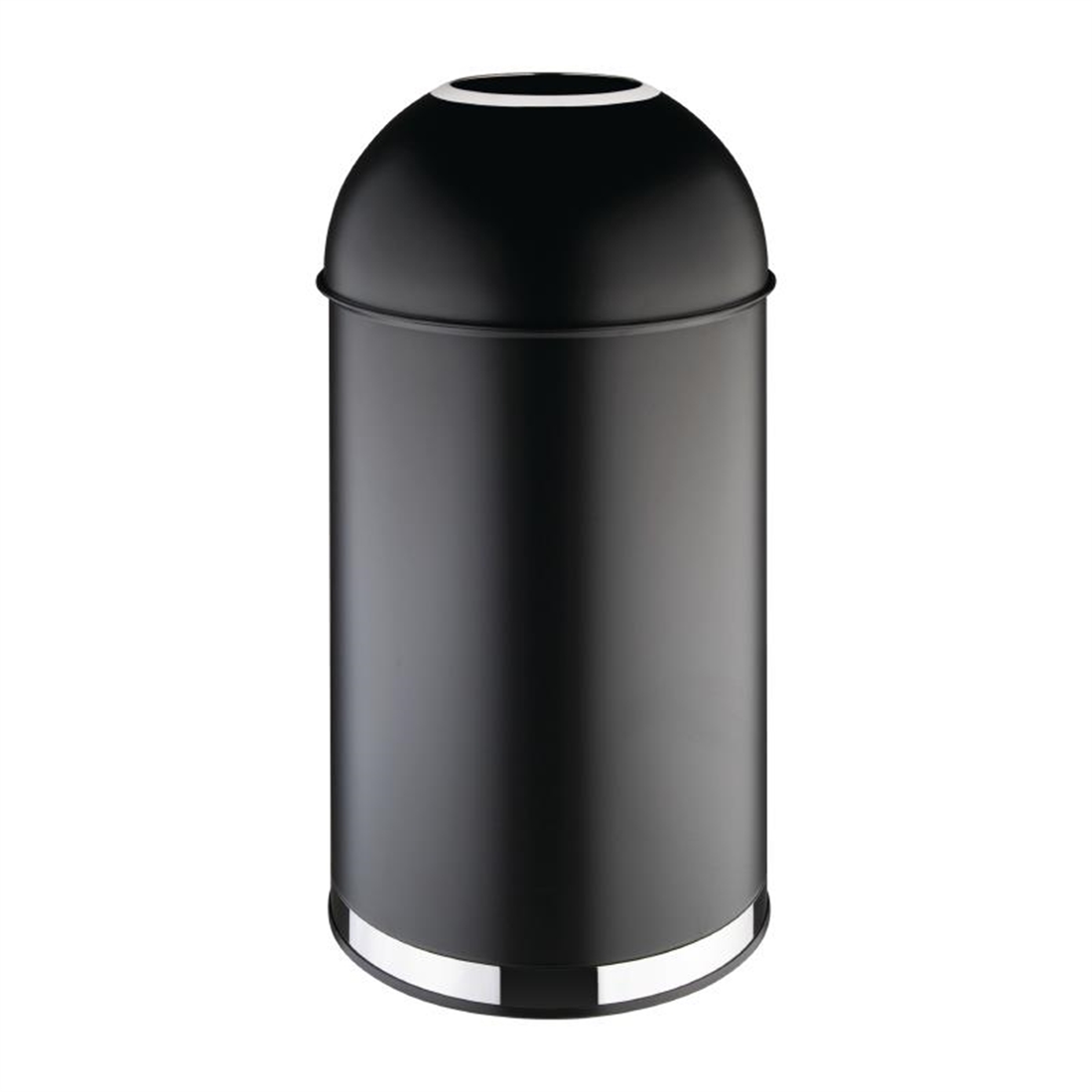 Bolero 40Ltr Black Steel Bullet Bin with Open Lid - CW954