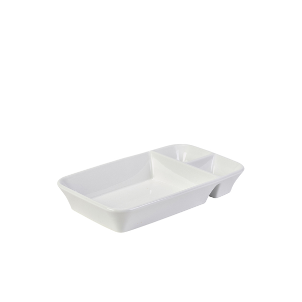 Genware Porcelain Rectangular Divided Dish 26 x 15 x 4cm/10.25 x 6 x 1.5