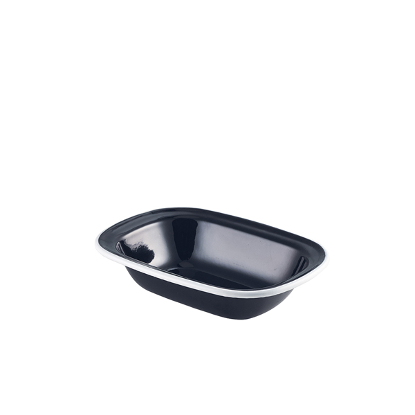 Enamel Pie Dish Black with White Rim 18cm - 44018BK