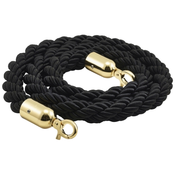 Barrier Rope Black- Brass Plated Ends - BR-BKBP