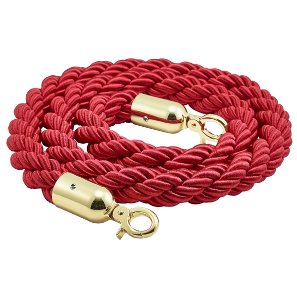 Barrier Rope Red- Brass Plated Ends - BR-RBP