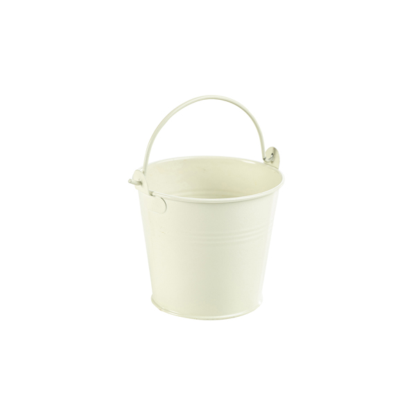 Galvanised Steel Serving Bucket 10cm Dia White - GSB10W (Pack of 12)