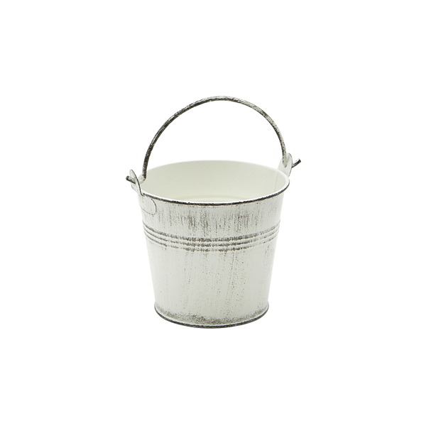 Galvanised Steel Serving Bucket 10cm Dia White Wash - GSB10WW (Pack of 12)