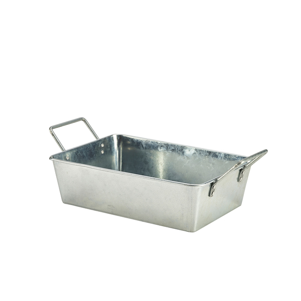 Galvanised Steel Rectangular Serving Bucket 24 x 16.7 x 7cm - GSBR2315 (Pack of 6)