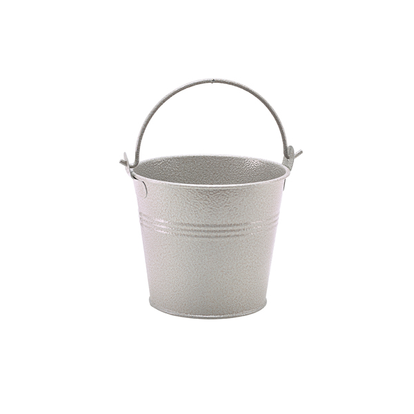 GenWare Galvanised Steel White Hammered Serving Bucket 10cm - GSHB10W (Pack of 12)