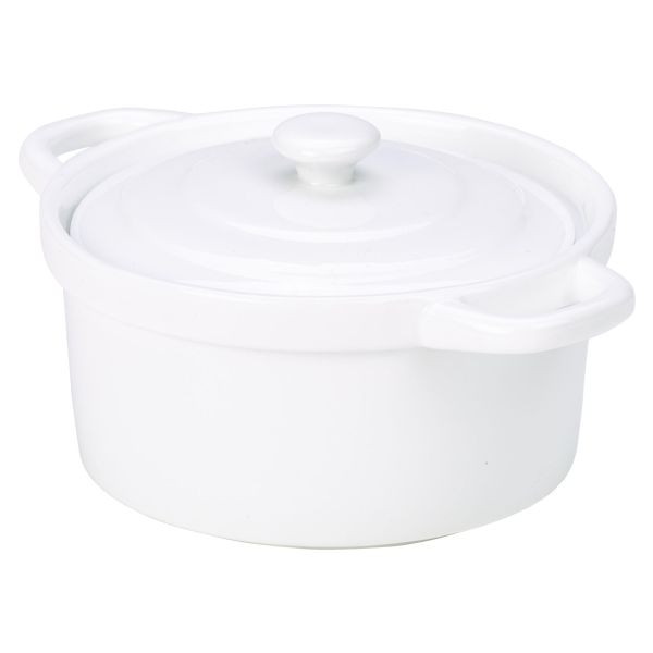 Genware Porcelain Covered Mini Casserole Dish 10.5cm/4