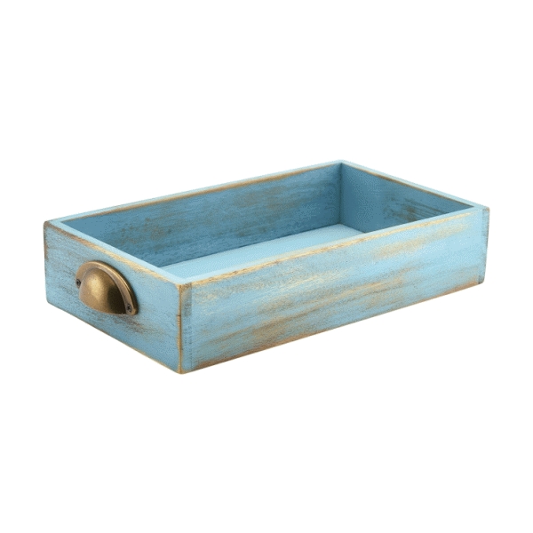 Blue Wash Acacia Wood Display Drawers GN 1/3 - WDD-3218BL