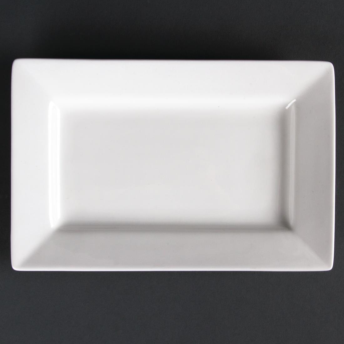 Olympia Lumina Wide Rim Rectangular Plates 200x 130mm (Pack of 6)