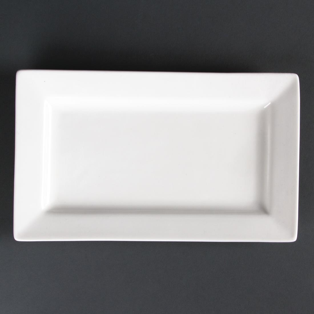 Olympia Lumina Wide Rim Rectangular Plates 257x 155mm (Pack of 4)