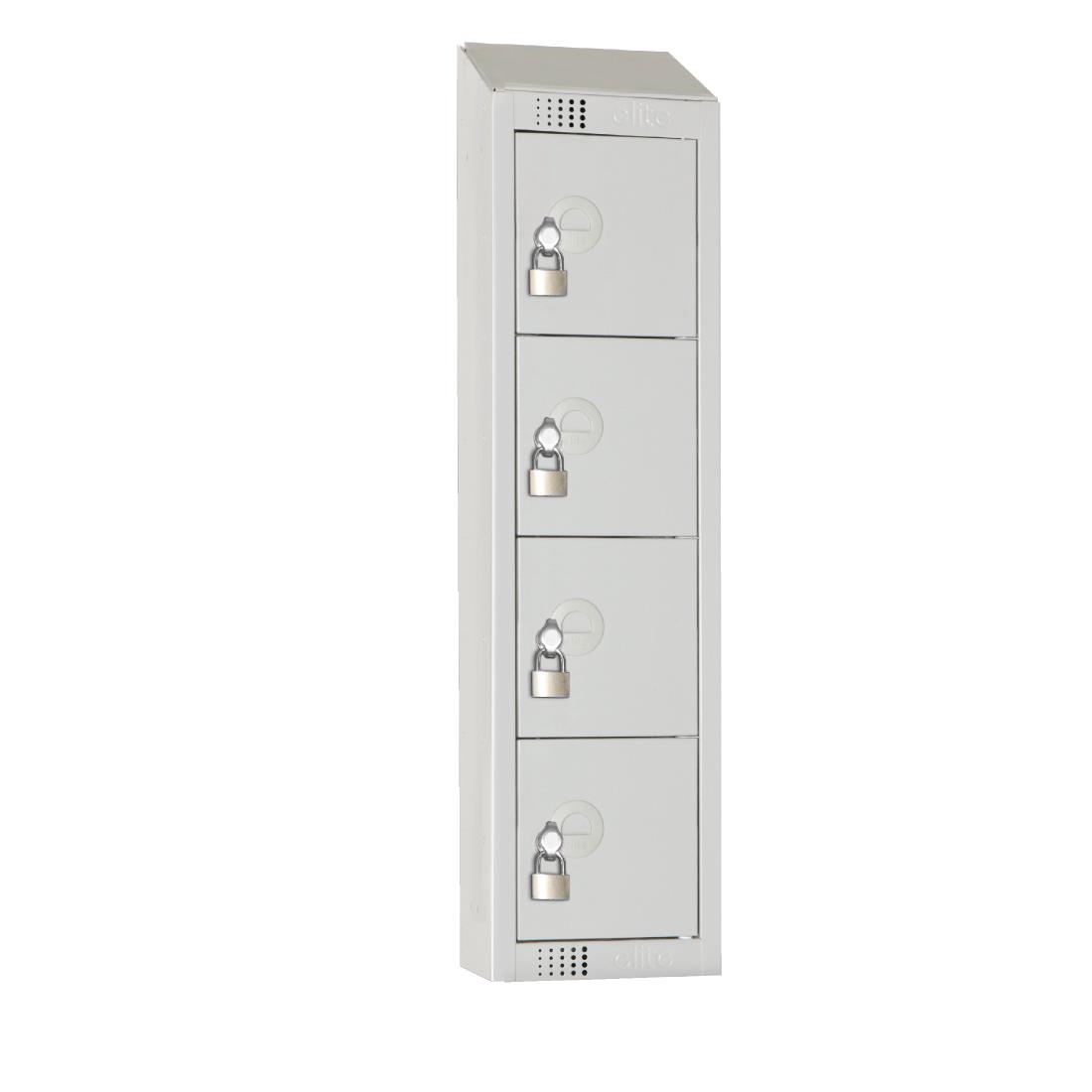 Elite Personal Effects Locker 4 Door Grey Padlock Sloping Top