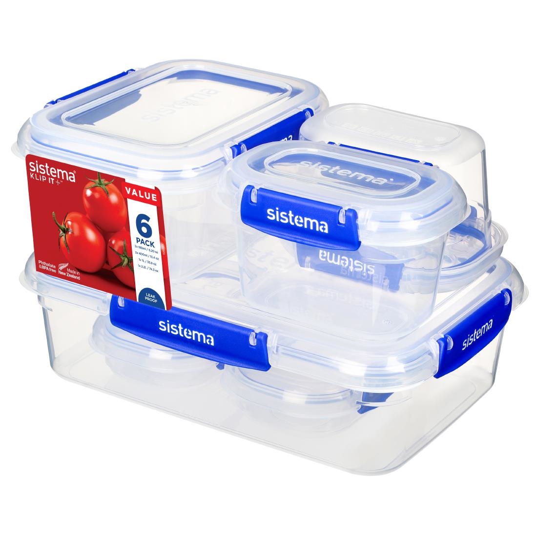 Sistema Klip It Plus Storage Container Multipack (Pack of 6)