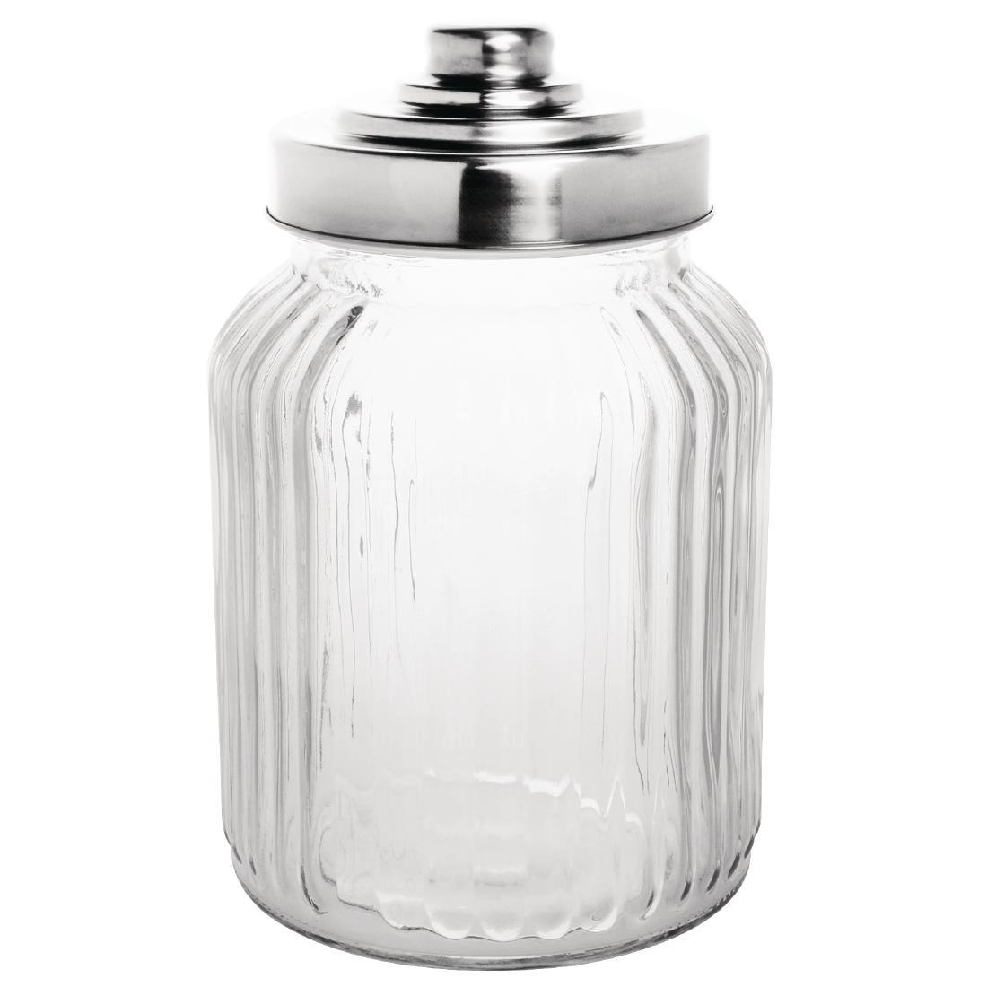 Olympia Ribbed Glass Storage Jar 900ml (Pack of 6)