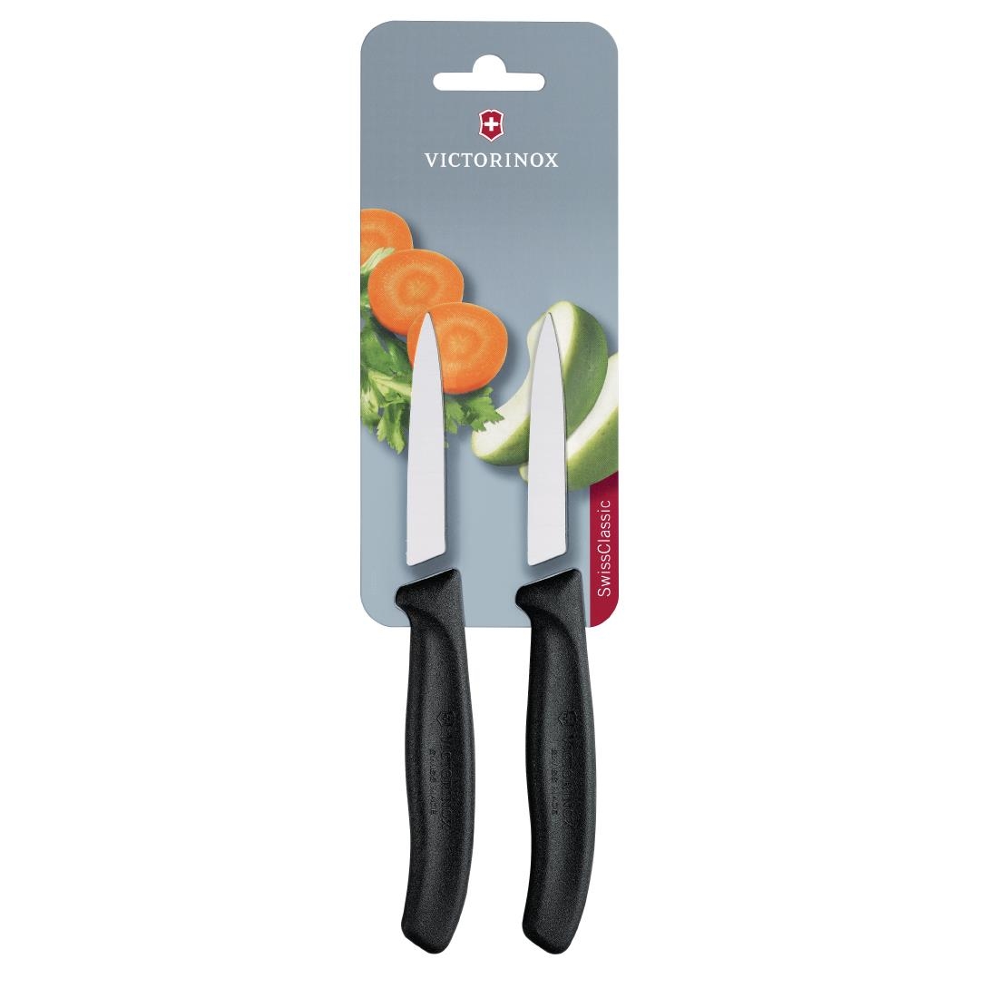 Victorinox Pointed Tip Paring Knife 8cm Black (Pack of 2)