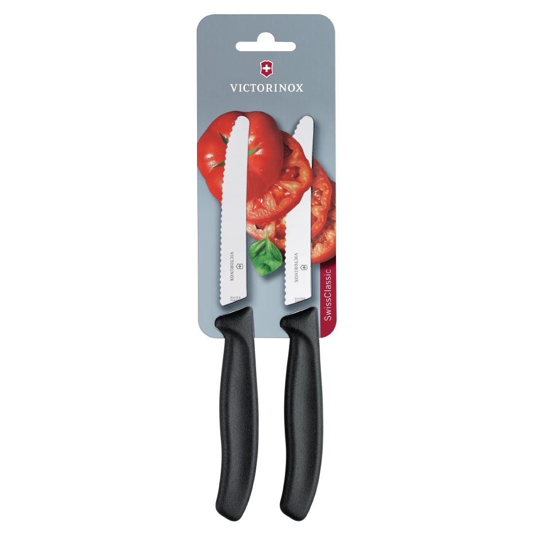 Victorinox Serrated Tomato/Utility Knife 11cm Black (Pack of 2)