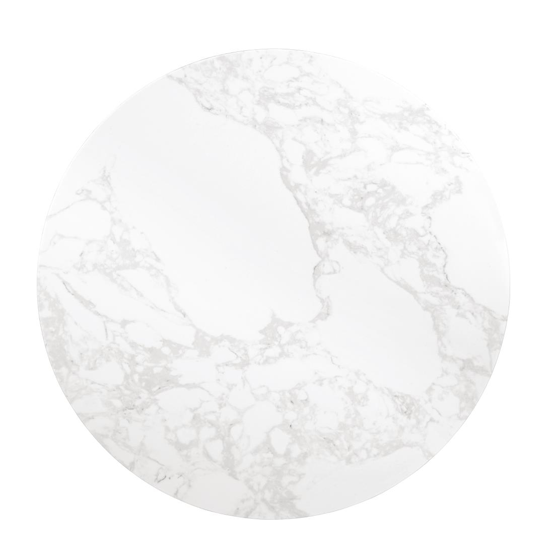 Bolero Round Marble Effect Table Top White 600mm