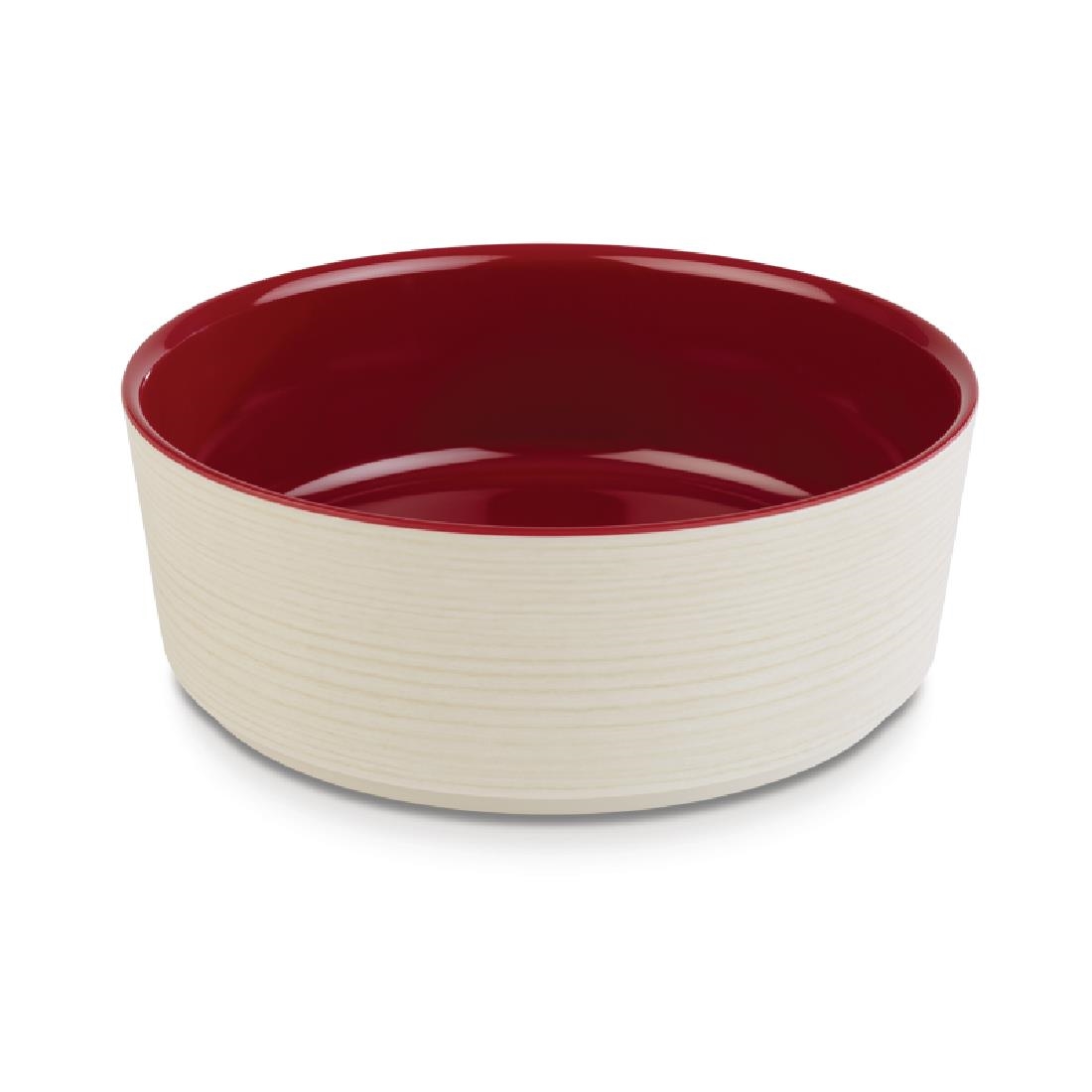 APS+ Melamine Round Bowl Maple and Red 1.5 Ltr