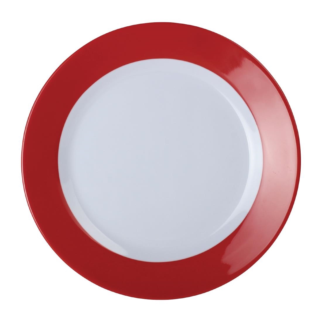 Olympia Kristallon Gala Colour Rim Melamine Plate Red 230mm (Pack of 6)