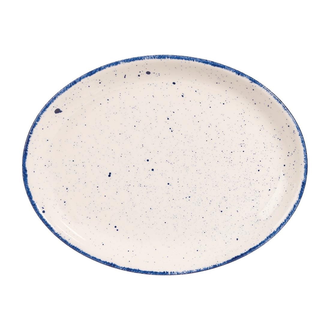 Churchill Stonecast Hints Oval Plates Indigo Blue 254mm (Pack of 12)