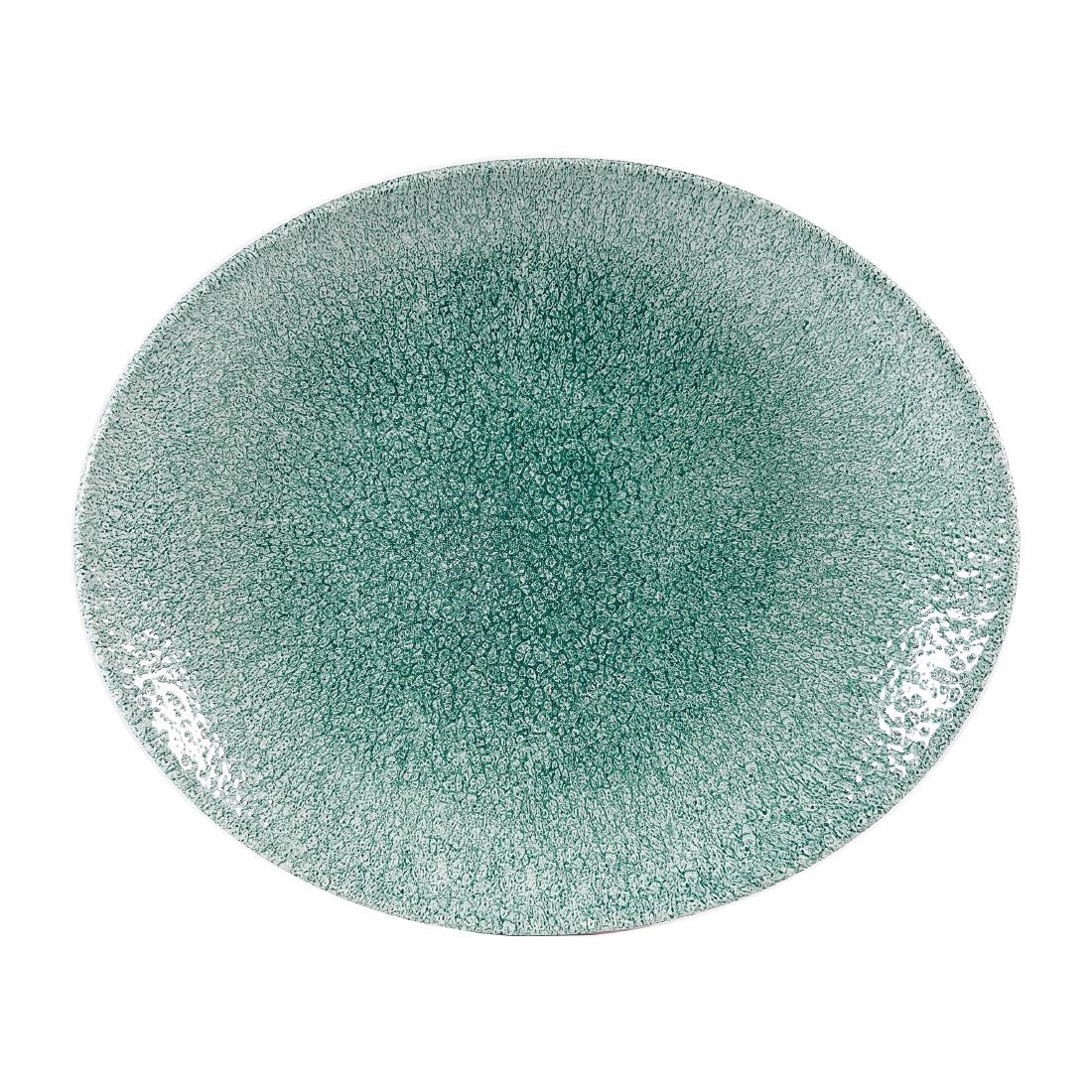 Churchill Studio Prints Raku Oval Coupe Plates Jade Green 317mm (Pack of 12)