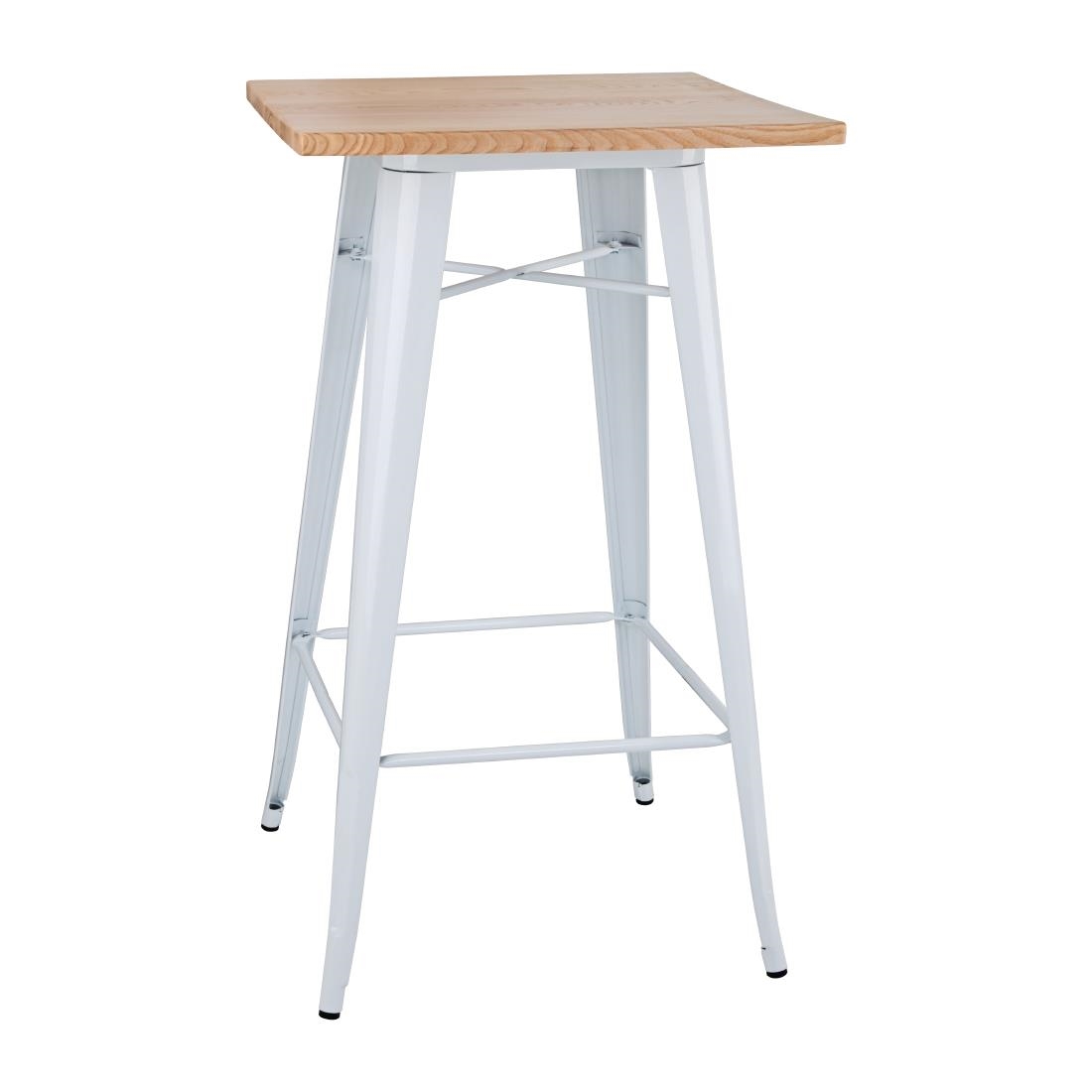 Bolero Bistro Bar Table with Wooden Top White (Single)