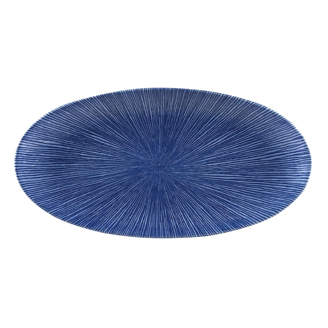 Churchill Studio Prints Agano Oval Chefs Plates Blue 299 x 150mm (Pack of 12)