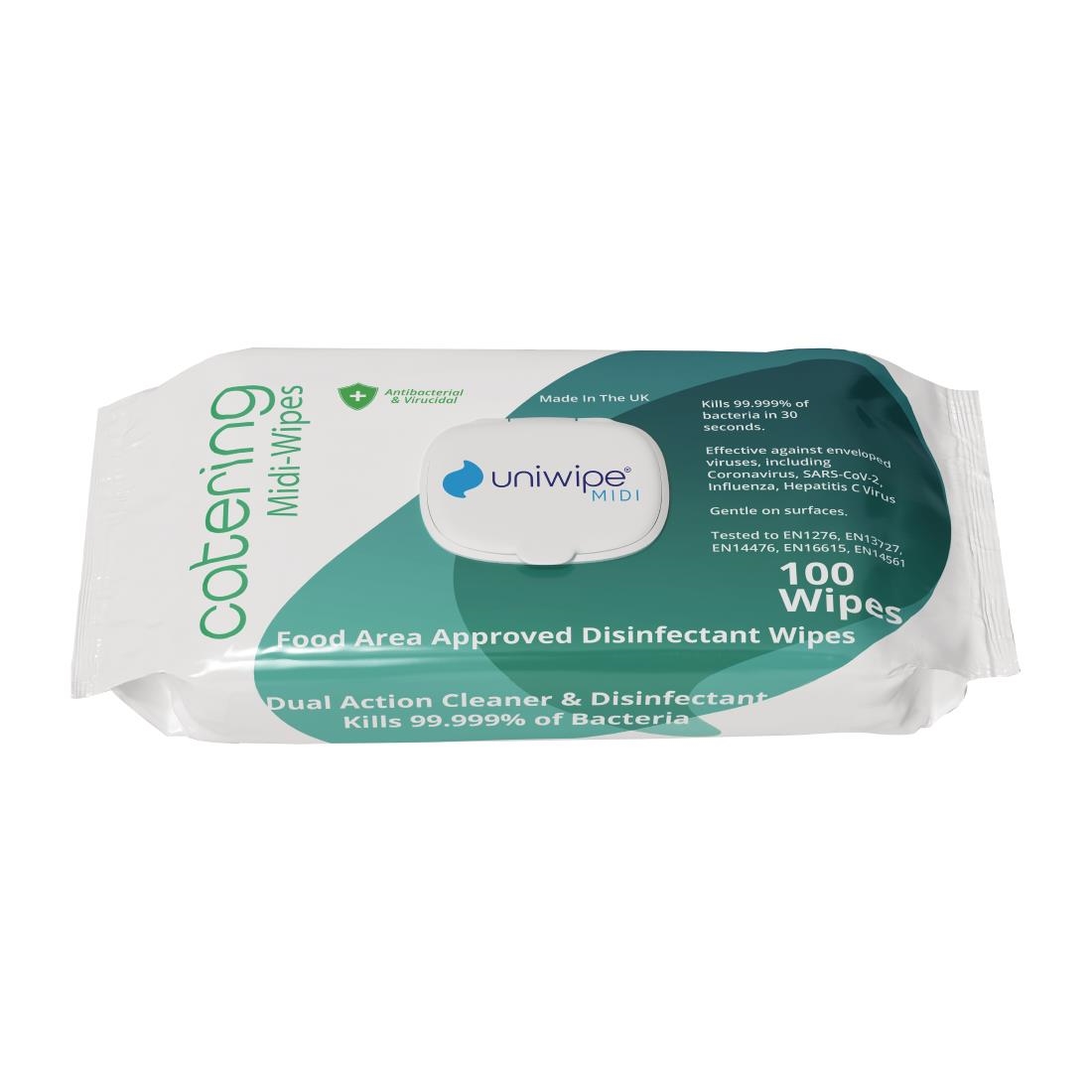 Uniwipe Catering Sanitising Midi-Wipes (Pack 100)