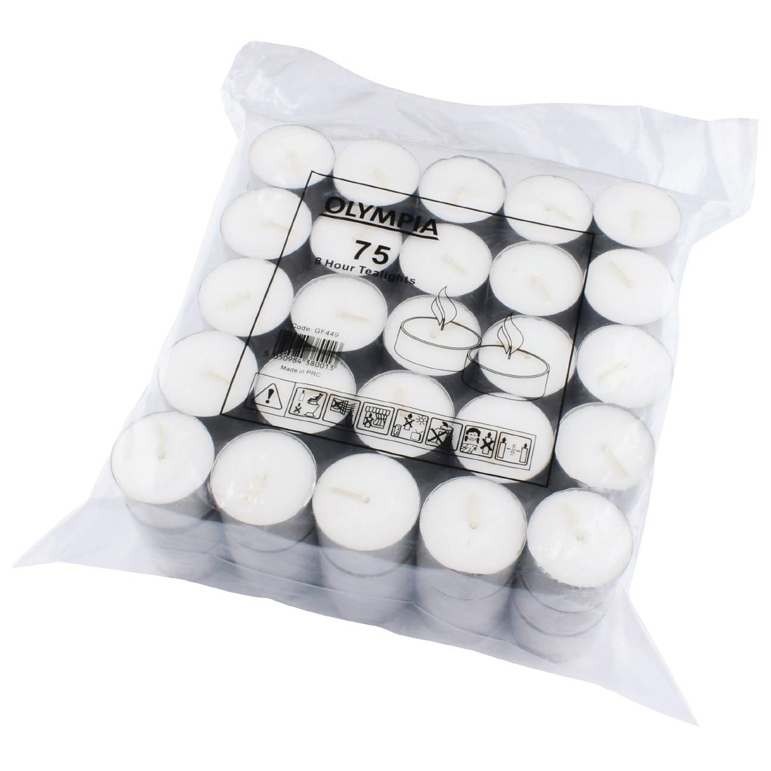 Olympia 8 Hour Tealights (Pack of 75)