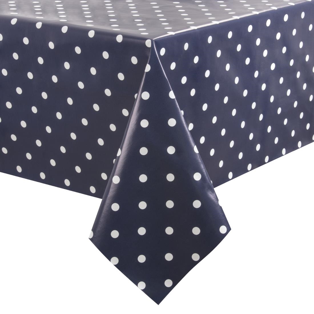 PVC Polka Dot Tablecloth Blue 54 x 90in