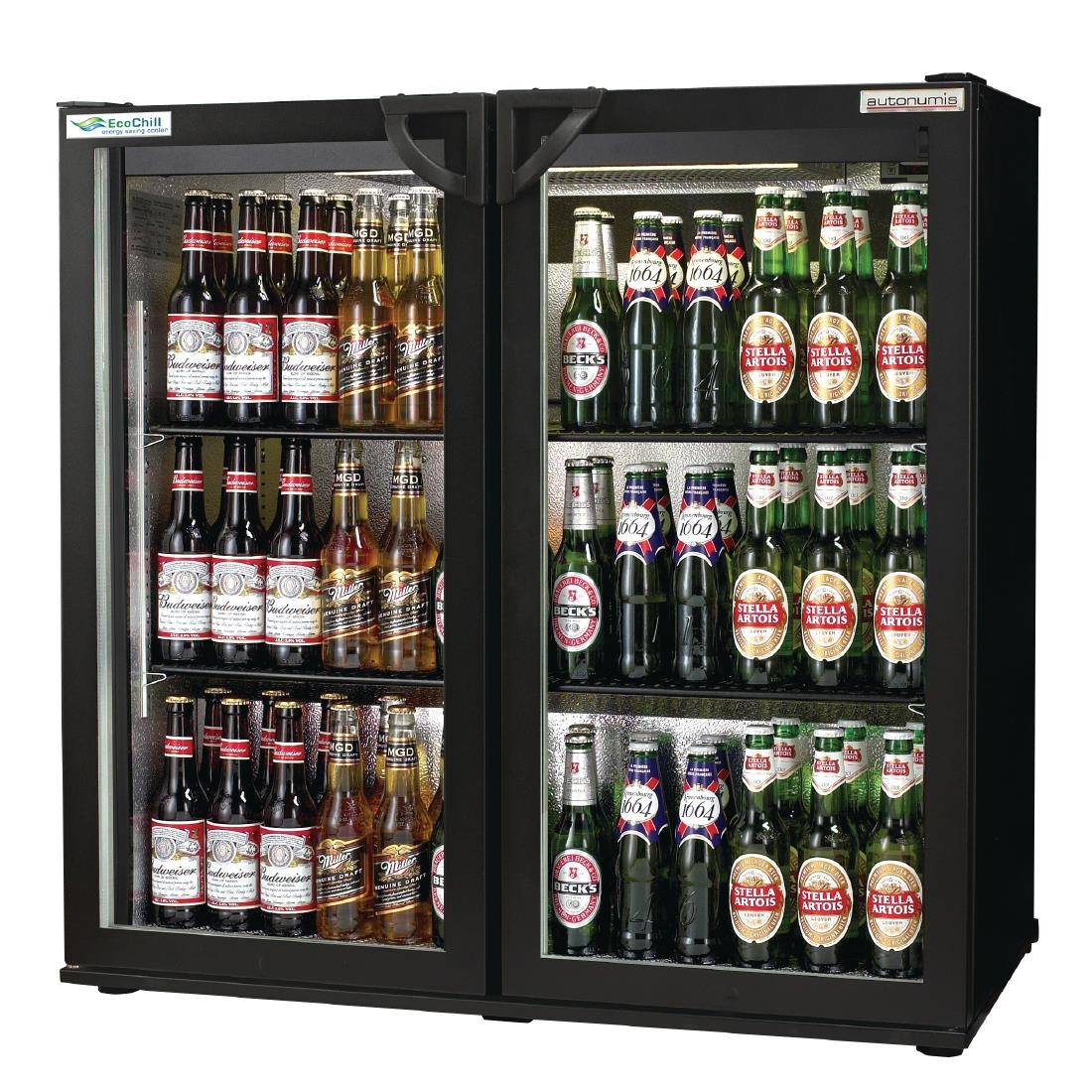 Autonumis EcoChill Double Hinged Door Maxi Back Bar Cooler, Black A21096